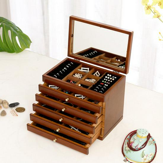 Minimalistische europäische Schmuckschatulle aus Holz für Halsketten und Ringe - Perfekt für Hochzeiten oder Geburtstage