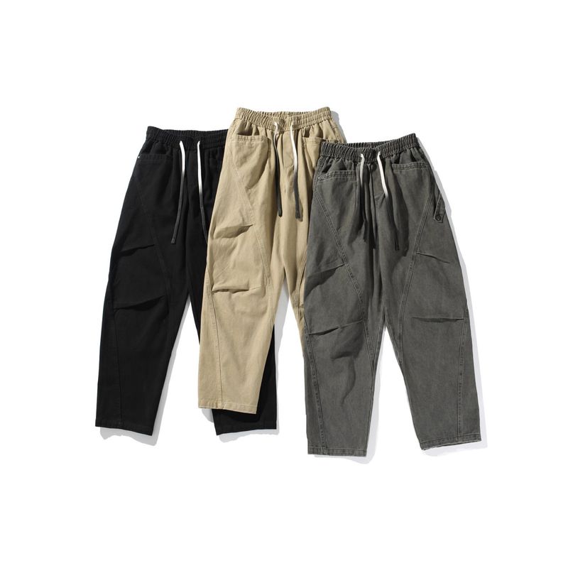 American Retro Heavy Cotton Thickened Wide-Leg Work Pants for Men, Spring and Autumn Straight-Leg Pants, Export Men's Casual Long Pants