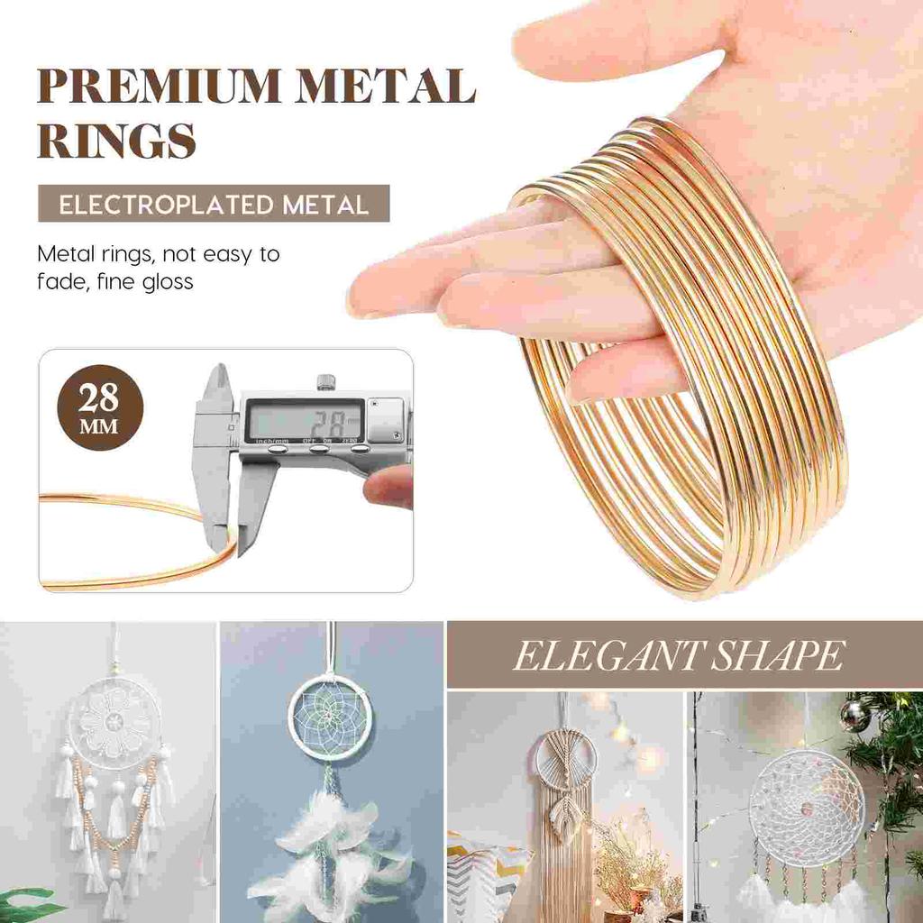 10 Pcs Flowers Rings Gold Dream Catcher Hoop Mixes Dreamcatcher Metal Hoops for Crafts