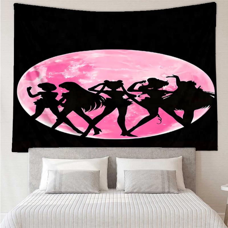 Sailor-Moon Print Tapestry, Backdrop, Easy Setup, Ideal for Bedroom, Office & Living Room, with Aesthetic Wall Hanging Decor.