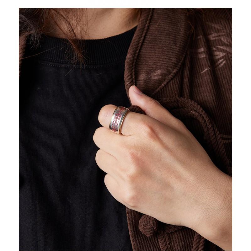 Adjustable Copper Ring With Five Wealth Gods Motif Vintage Style Unisex Wide Band Luck Protection