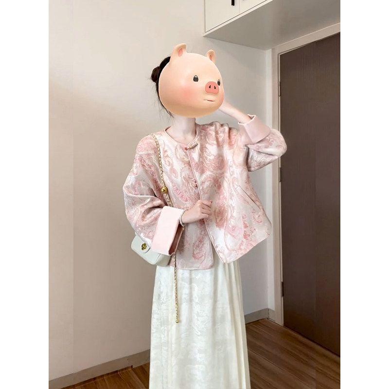New Chinese-Style Women s Clothing, Chinese-Style Engagement and Birthday Party Mother s Dress Set, Qipao Dress, Spring 2026 New Model New Chinese Style Jacket S