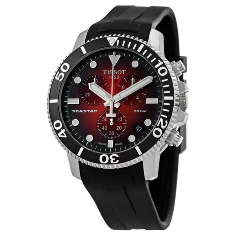 Tissot Collezione Stella Marina Movimento al Quarzo Resistenza all'Acqua 300 metri Orologio Unisex 45,5 mm Quadrante Rosso T120.417.17.421.00