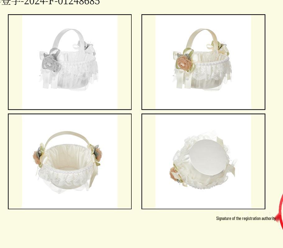 Ivory White Rose Wedding Flower Basket for Bride and Flower Girl