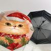Christmas Cat with Santa Hat & Scarf - Festive Holiday Gift for Fans, Travelers, Everyday Use | Auto Open Close Umbrella | Portable 3-Fold D