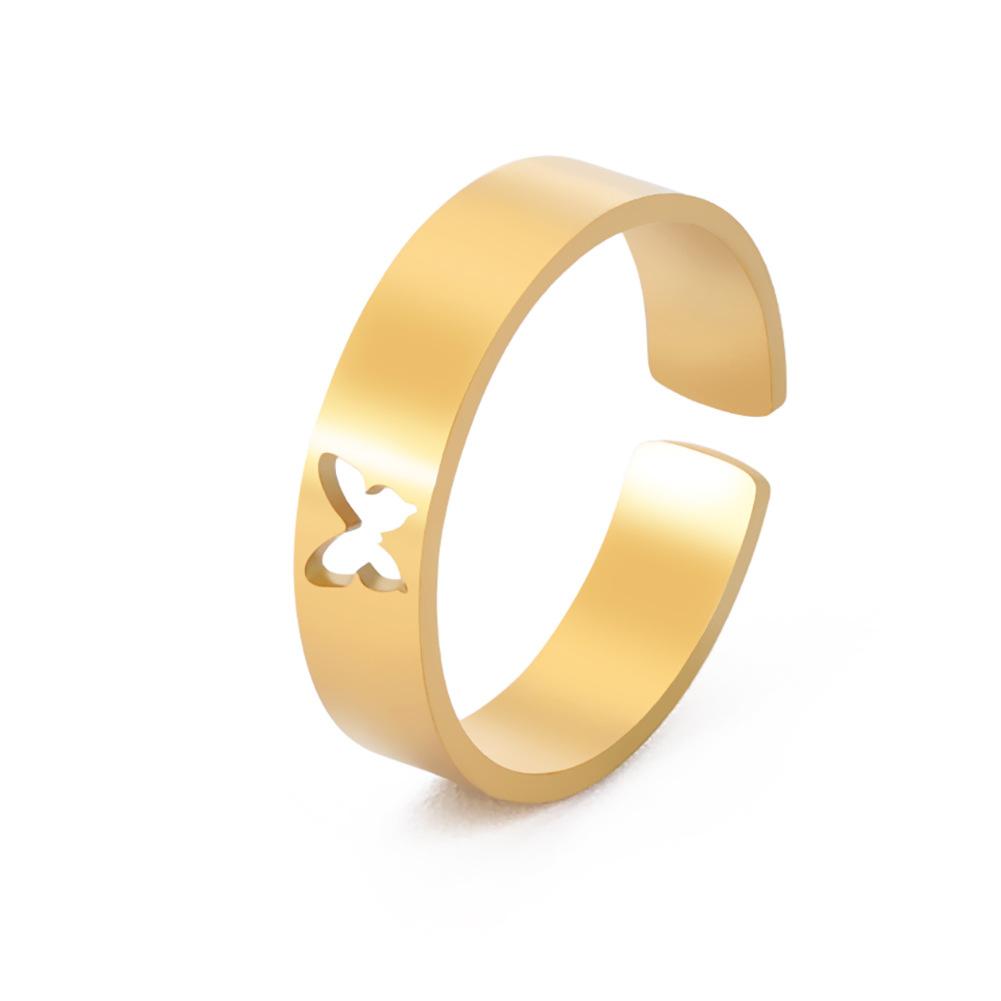 Hohl gearbeitete Schmetterlings-Partnerringe aus Edelstahl für Damen Geschenk Dating-Schmuck Damen Herren Valentinstagsring Geburtstagsgeschenk