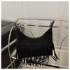 Women's Vintage Suede Tassel Crossbody Bag - Retro Frosted Shoulder Accessory for Autumn/Winter