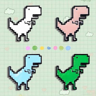 Çizgi Film Piksel Dinozor Broş: Trendi Metal Rozet ve Çanta Aksesuarı