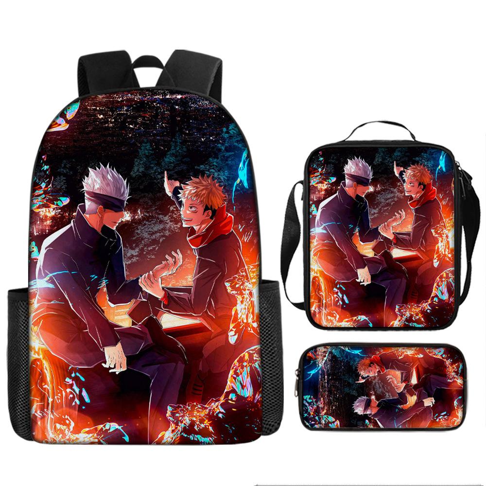 Spell Return Battle School Bag Elementary School Student Animation Backpack Large Capacity Three-piece Set