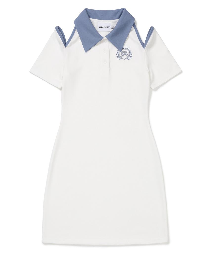 ZEROPLANET Coco Shoulder Slit Collar Dress [Ivory]