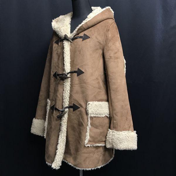 BEAUTY & YOUTH UNITED ARROWS Duffle kabát z umělé střižní vlny Hnědý M(POUŽITÝ)