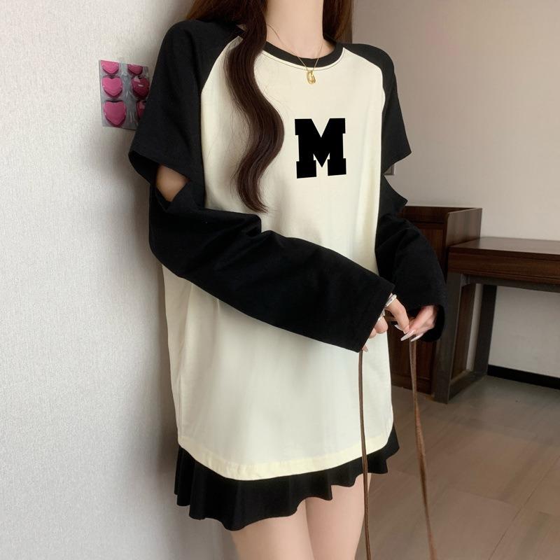 Plus Size Women's Autumn Hollow Out Long Sleeve with A Base Top