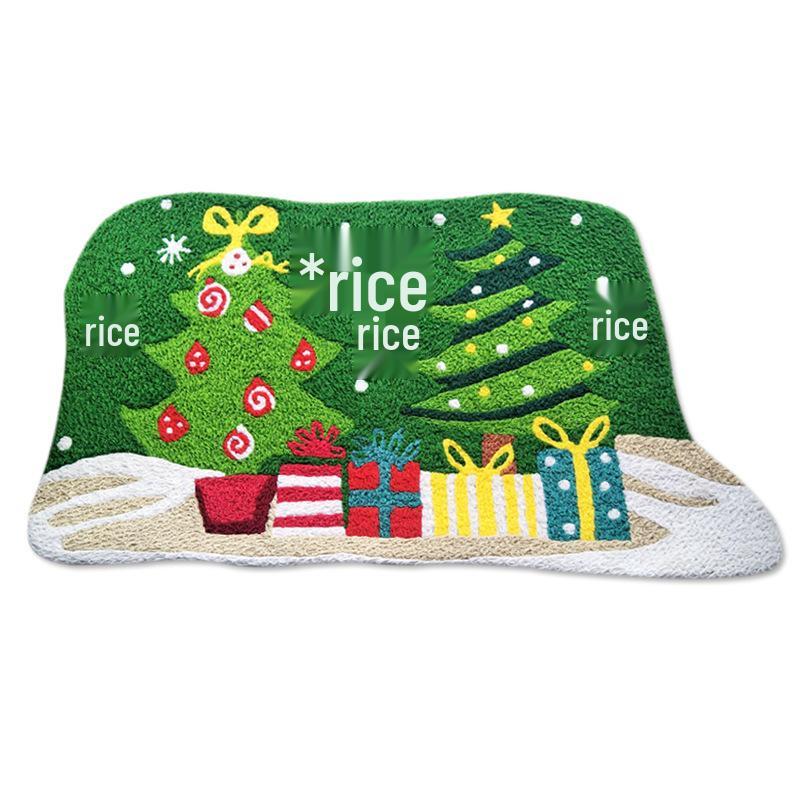 Santa Claus Faux Cashmere Holiday Floor Mat - Dirt & Wear-Resistant, Easy-to-Clean Christmas Decoration