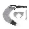 Cat Ears and Wolf Animal Tail Cosplay Costume Faux   Hair Clip Headdress Halloween Leather Neck Chocker Set Animal Cosplay Party Costume