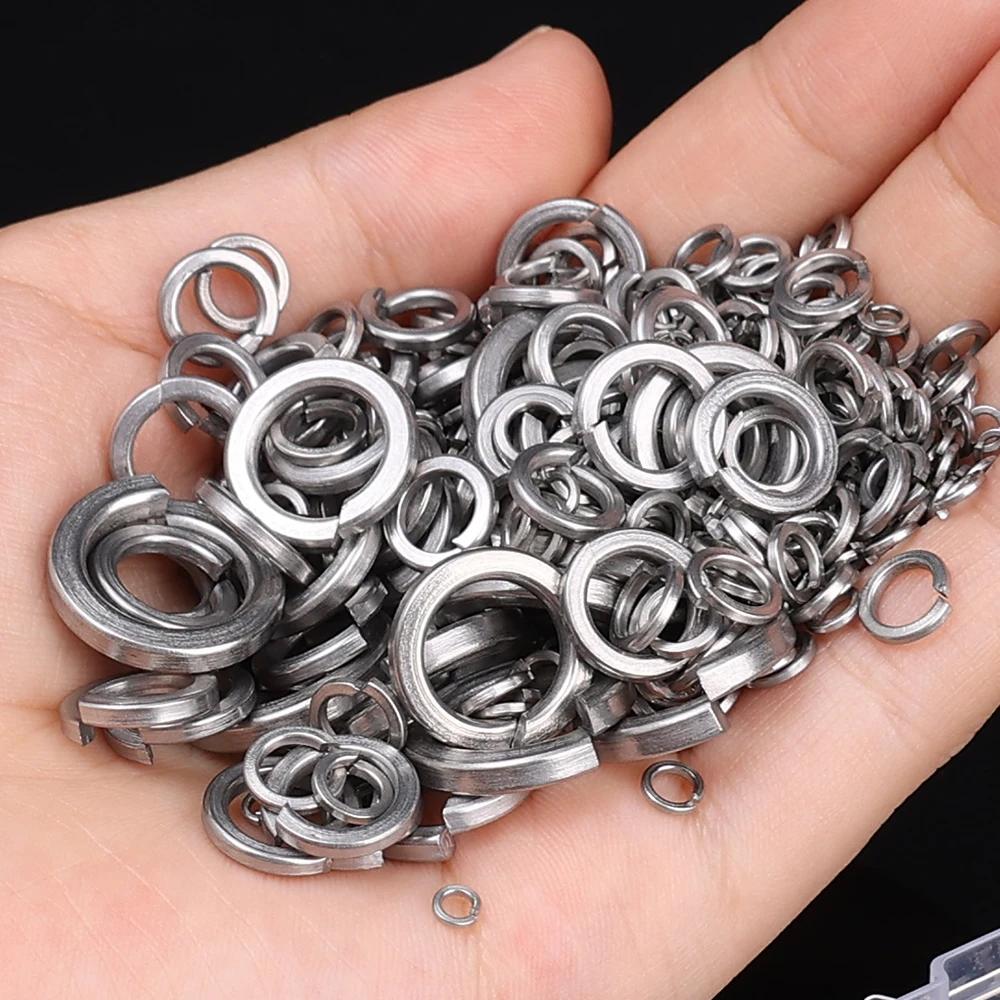 Stainless Steel Spring Lock Washers Metal O Rings Flat Gaskets Set Fasteners Hardware Assortment Kits M2 M2.5 M3 M4 M5 M6 M8 M10
