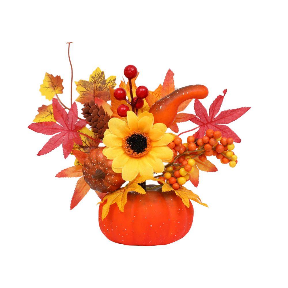 Arrangement Artificial Fall Home Decor Thanksgiving Party Maple Leaf Pumpkin Autumn Harvest Halloween Decorations