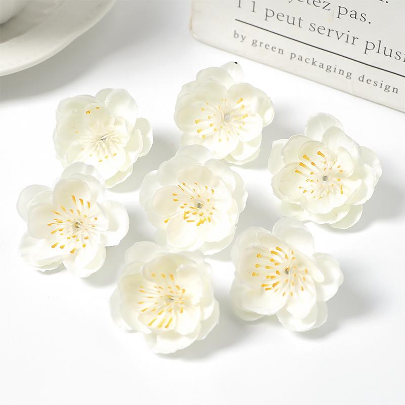 10/20/50Pcs 4cm Silk Plum Blossom Heads Artificial Cherry Blossom Flowers for Home Room Wedding Decor DIY Flowers Wall Accessory