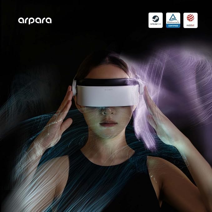 Arpara Tethered 5K VR-hodesett VR-briller for PC Ultralett 200g Pannekakelinse Dobbelt tommers videovisning [Ekte produkt] & 1.03 Micro-OLED