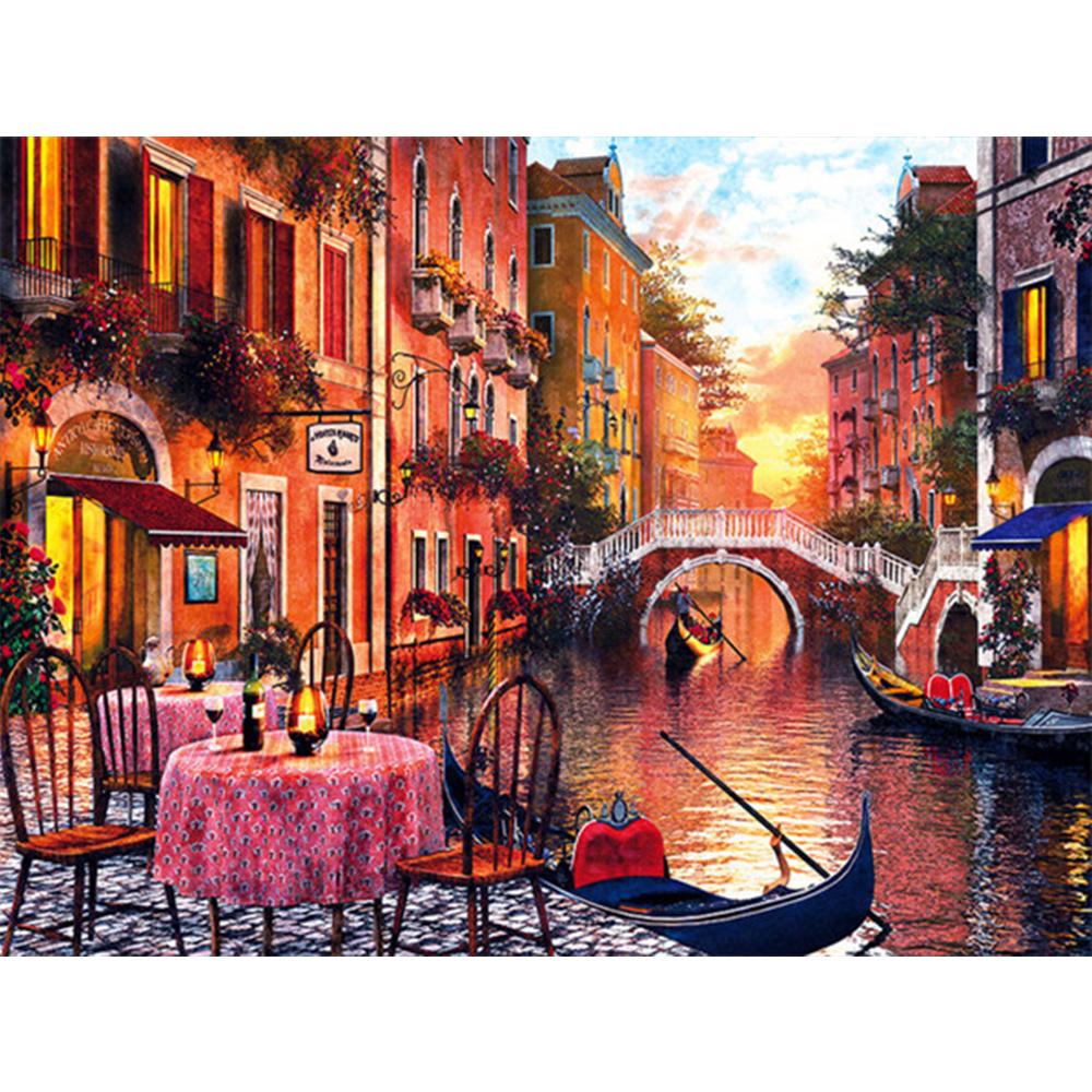 3D Diamond Painting Town Full Square Round Drill Art Rhinestone 5D DIY Diamond Embroidery Landscape Seaside Handmade Gift
