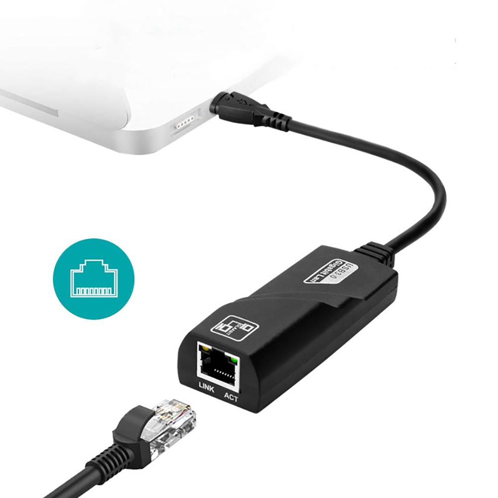 Black USB 3.0 Gigabit Ethernet RJ45 1000Mbps Network Adapter For Windows PC Mac
