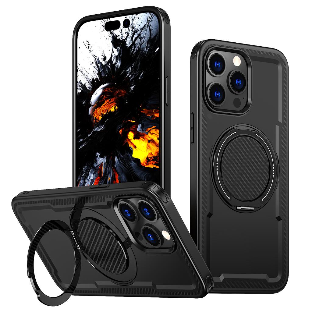 For iPhone 13 Pro Max Case Compatible with MagSafe TPU + PC Phone Cover with Damping Rotating Stand
