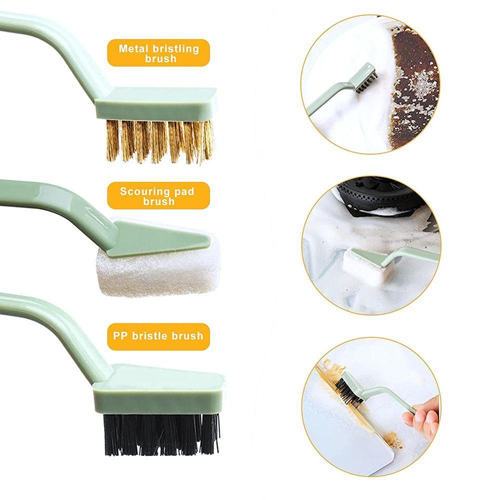 Kitchen Cleaning Brush Set, Deep Gas Stove Brass Wire Brush Gas Range Brush Scrubber Brush for Range Hood Grease Grime