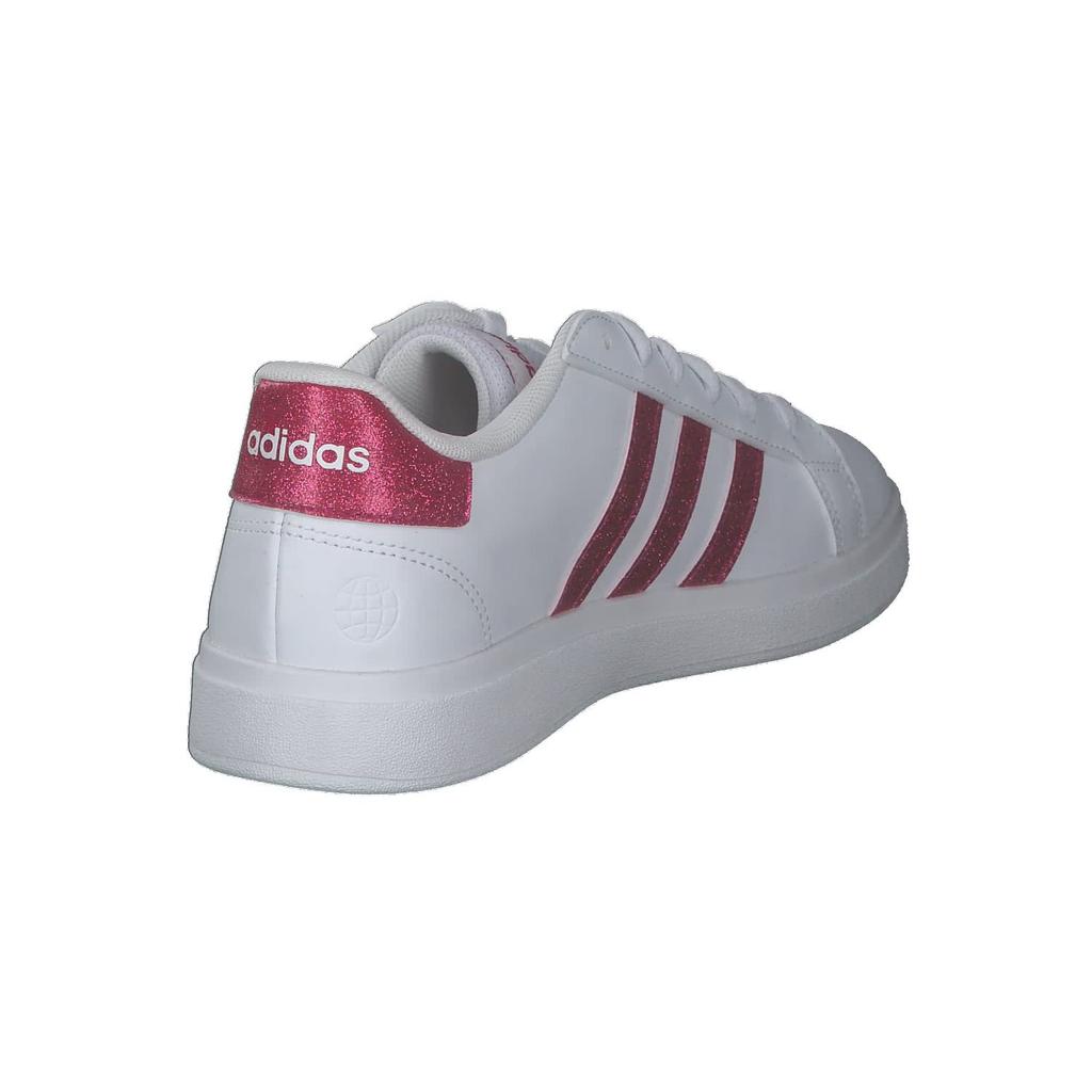 Adidas Grand Court Lifestyle Tennis Sneakers LKK25 Footwear Real White Size Cm Lace-Up Kids, White/Team Magenta/Footwear (GY4764), 19.0