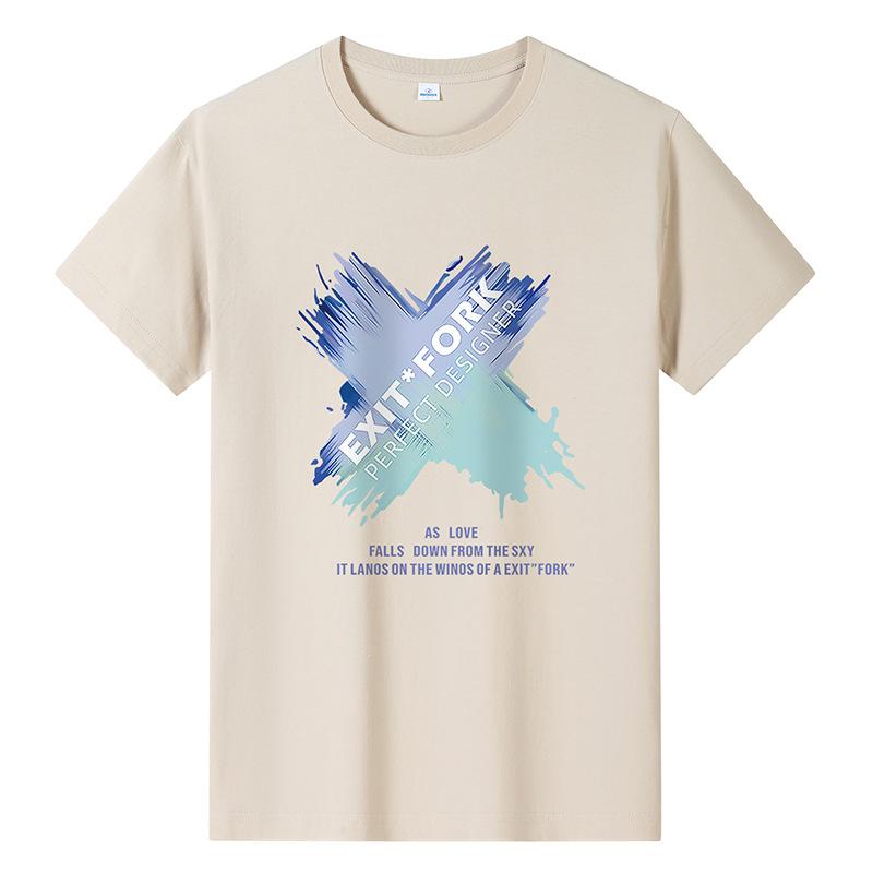 

Мужская модная дизайнерская футболка с короткими рукавами из чистого хлопка, повседневная футболка M-6XL M абрикосовый