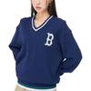 MLB Letter Print V-Neck Long Sleeve Sweater Unisex Sweater Blue 3AKPV0141-43NYS