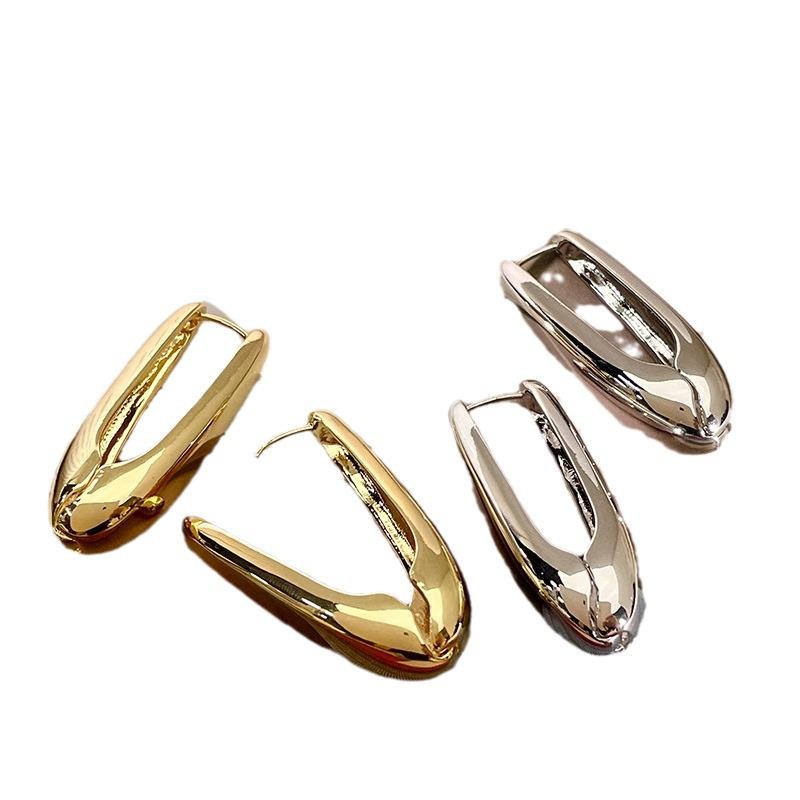 Gold Oval Wassertropfen High-End Metall Ohrklemme Ohrringe - Einzigartiges europäisches & amerikanisches Design