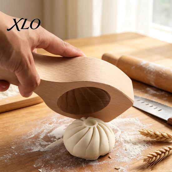Pastry Shaping Tool Wooden Steamed Bun Maker Mold, Handmade Dough Pressing for Buns, Solid Durable Baking Mold Wood Kitchen Gadget Asian Dumpling And