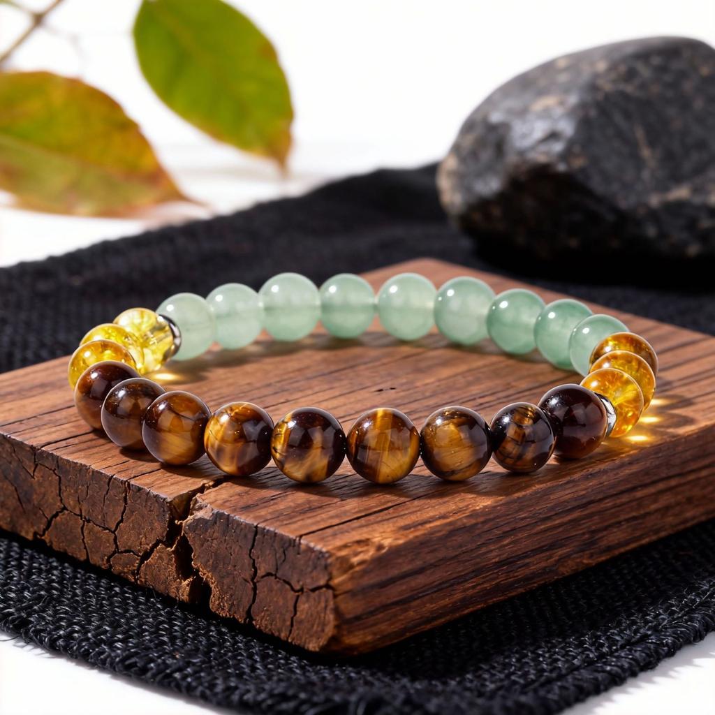Festive Gifts Green Aventurine Citrine And Tiger Eye Beaded Bracelet Warm Fashion Jewelry For Men And Women Daily Wear Simple Versatile Accessory