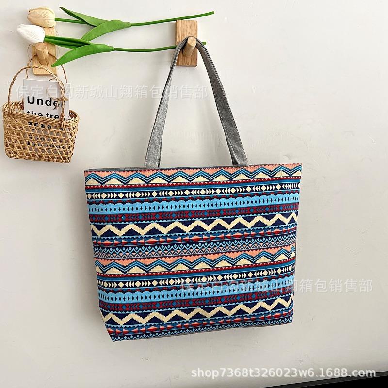 New printed bag large capacity tote bag literary flower cloth student bag shoulder portable canvas women's bag