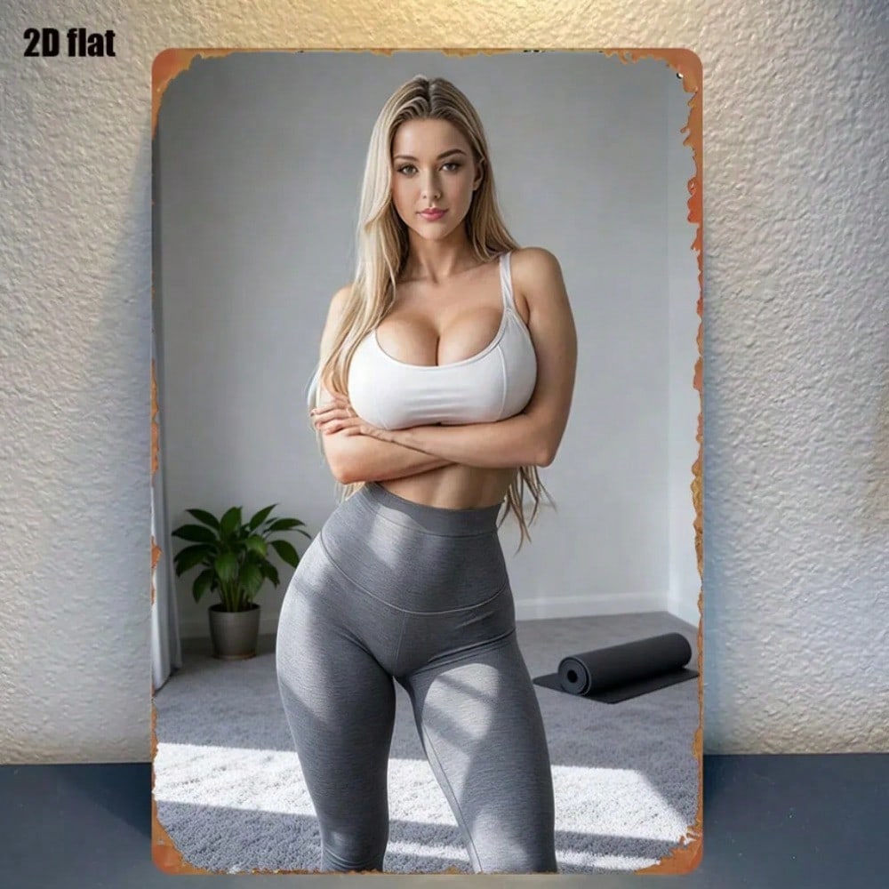 Fashion Fitness Woman Metal Poster Wall Decor