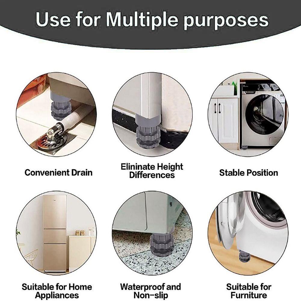 4Pcs Washing Machine Foot Pad Noise Reduction Shock Absorption Heightened Bracket Pad Refrigerator Non-slip Support Dampers