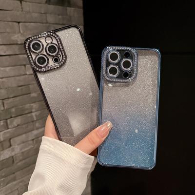 Luxury Plating Gradient Glitter Clear Case For iPhone 16 15 14 13 12 11 Pro Max 16Pro For Ultra Slim Shockproof Bumper Cover