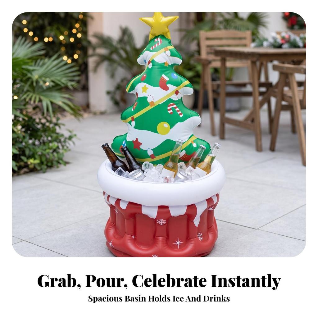 Inflatable Christmas Tree Cooler Decorative Ice Bin Compact