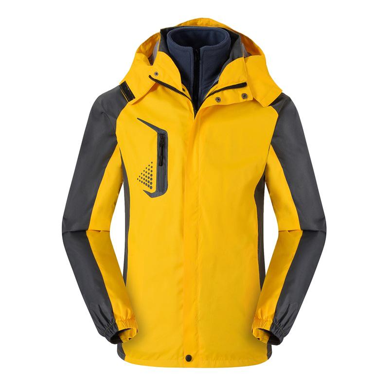 Spring, Autumn and Winter Men's Three-in-one Two-piece Jacket Outdoor Sports Detachable Hooded Trendy Padded Clothes