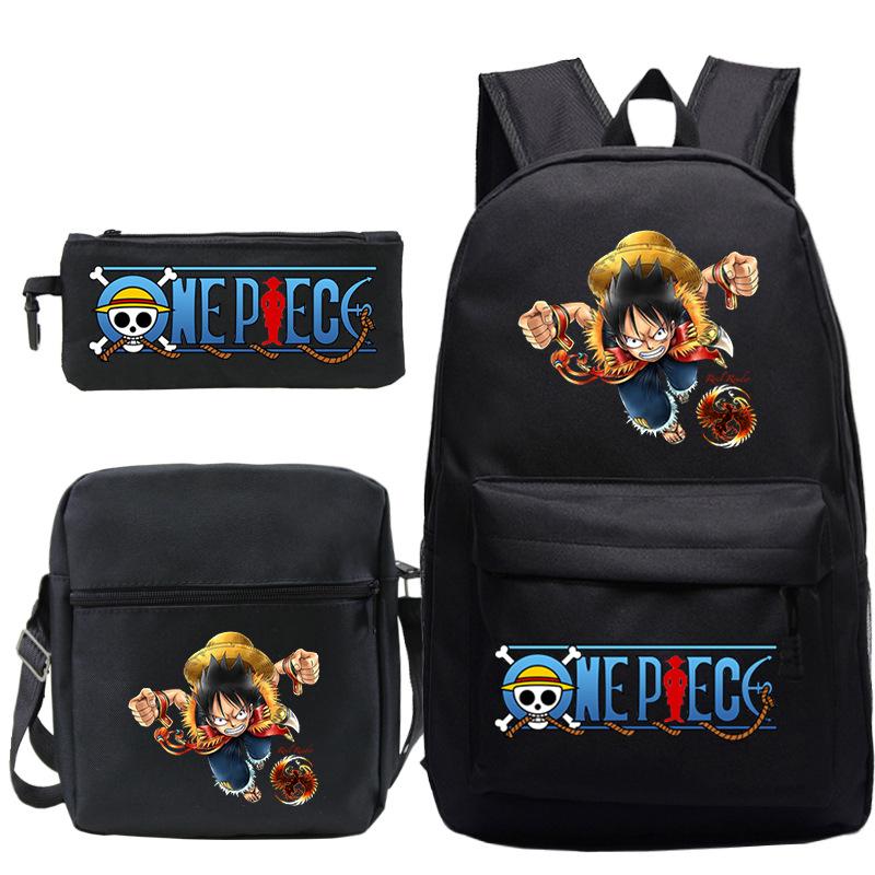 Cartoon Printed Teen Backpack Men's and Women's Student School Bag Three-piece Combination