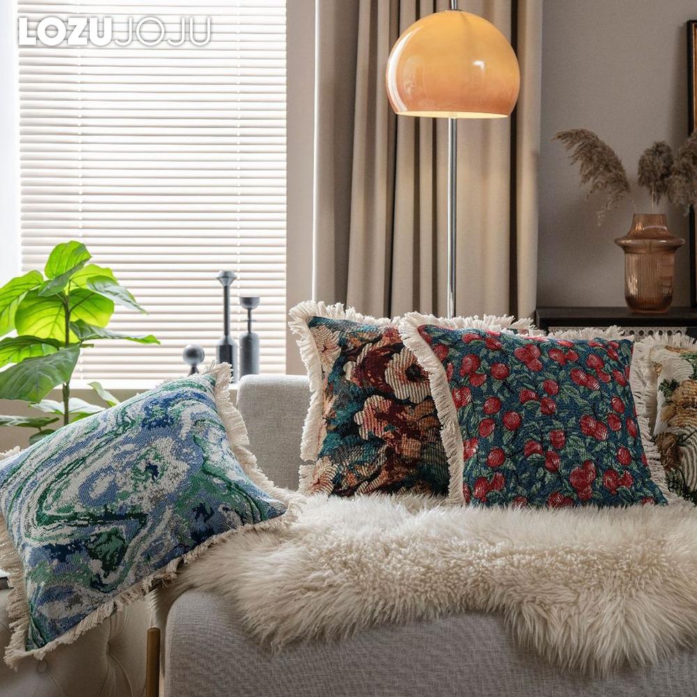 1PC LOZUJOJU Fashionable Artistic Pillowcase Polyester Tassel Pillowcase For Sofa Living Room Home Decor