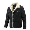 Parka Informal Retro de Terciopelo para Hombre de Primavera y Otoño Chaqueta con Cuello de Forro Polar para Hombre Botón Cálido Acolchado de Algodón Chaqueta de Pana