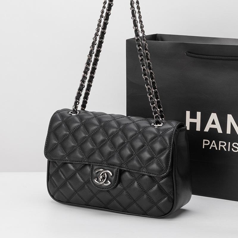 Xiaoxiangfeng Echte Leder Damen Tasche Gitter Kette Neue Modische Vielseitige Schulter Hochwertiges Gefühl Klassische Crossbody