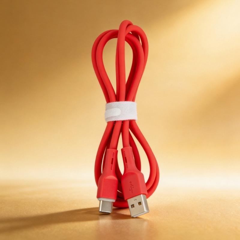 Silicone USB C Charging Cable, USB A to USB C Data Wire Line, 1 Meter Soft Cord for Travel Desk and Bedside Charging