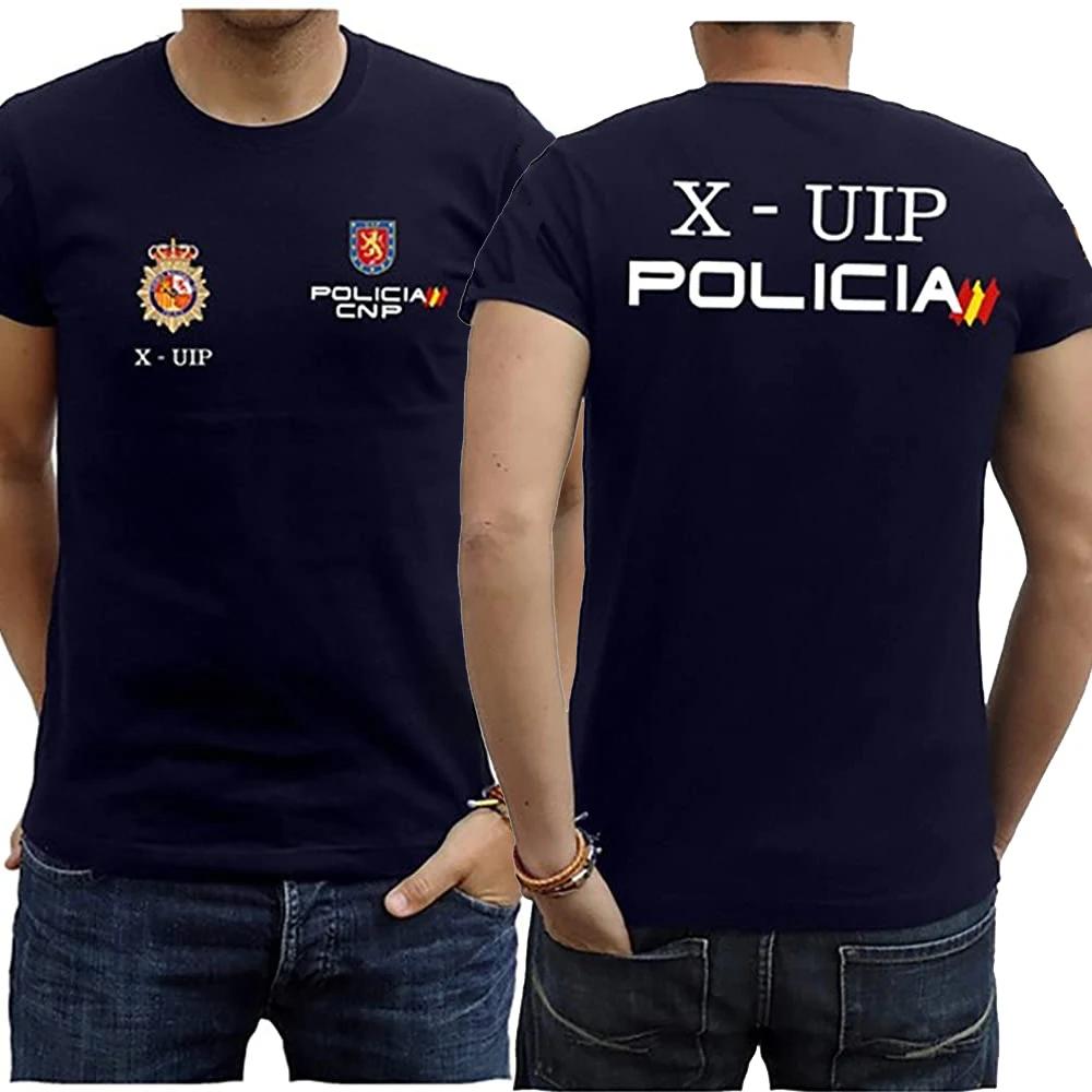 

Cheavyweight streetwear anime Spain Nacional Policias UIP Policia Short Sleeve 100% Cotton Casual T-shirts Loose Top Size S-5XL 4XL