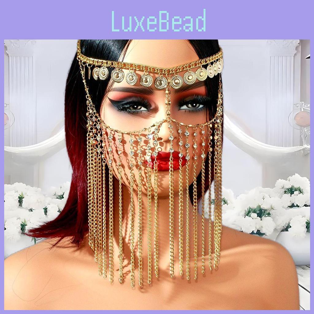 Head Ethnic Jewelry With Gold Water Drill Chain Tassel For Festival Party Wear