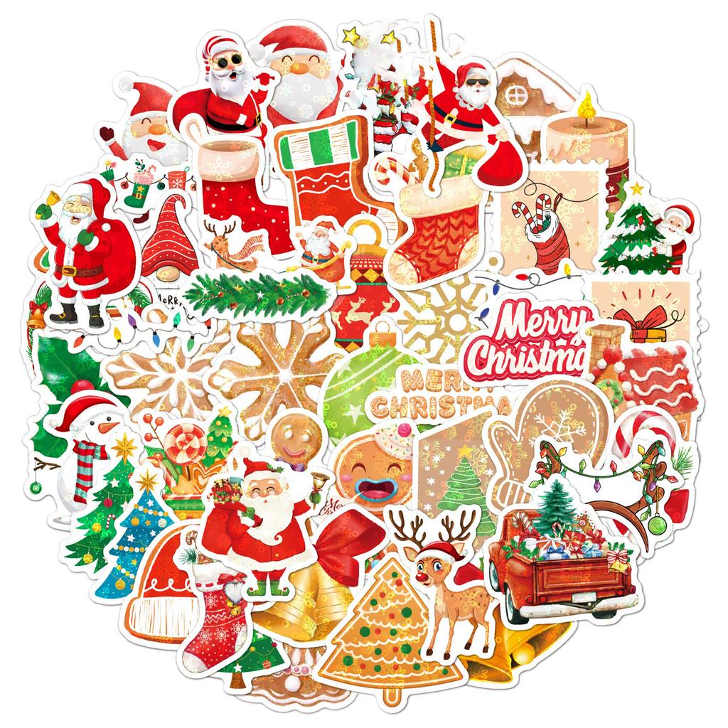 50 Pcs Christmas Stickers , Festival Gifts , Decoration , Small Patterns , Handbooks , Stationery Boxes , Stickers