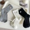 5 Pairs of Female Spring and Autumn Sweet Bow Pure Color Hemp Pattern In The Tube Pile Pile Cotton Socks