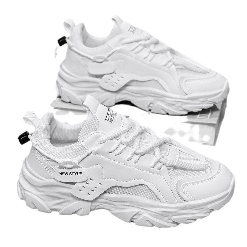 Men'S Shoes Summer Breathable Casual Black Sports Shoes Mesh Thick Sole Heightening Dad Work Labor Insurance Shoes