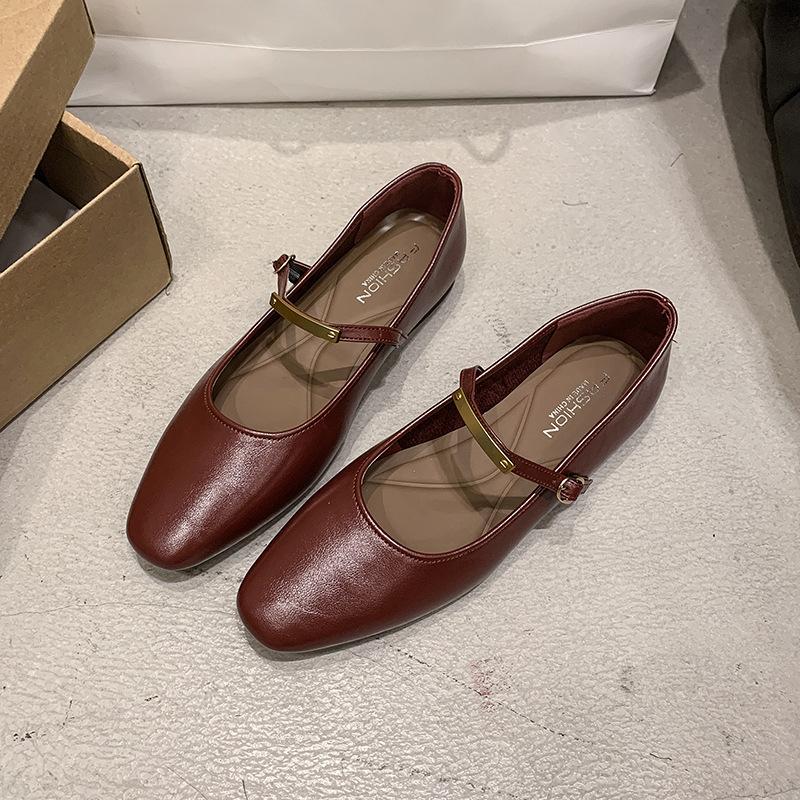 2025 New Women's Shoes Flat-bottomed Evening Wind Shallow Mouth Single Shoes Women's French Soft French Spring Retro Mary Jane Women's Shoes