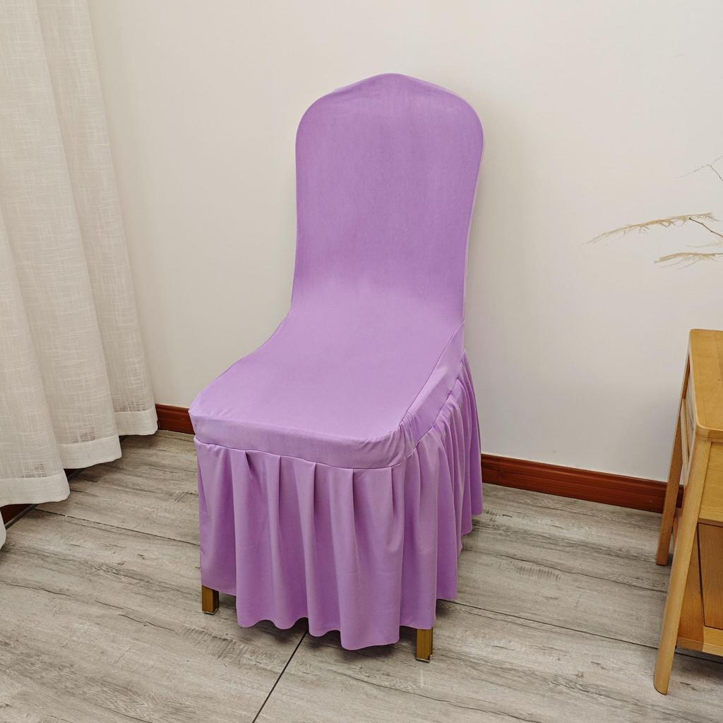 Universal Elastic White Skirt Chair Cover for Weddings & Banquets